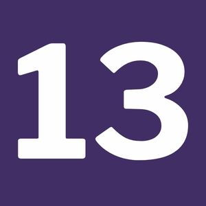 13 in purple box
