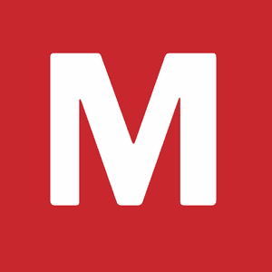 M in red block